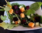 A picture of step 1 of My Hot Day Salad 🥰🍓🥒🧀🥚.