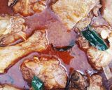 A picture of step 4 of Kodi Kura Chitti Gaare (vada with country chicken curry).
