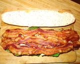 A picture of step 5 of Grilled Chicken Thigh Sandwich with Smoked Bacon on Italian Bread.