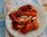 Foto del paso 4 de la receta: Spaghetti de morrón con salsa de morrón picante y falda