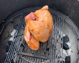 A picture of step 3 of Beer can Chicken on the Braai.