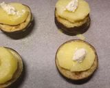 A picture of step 4 of Aubergine and potato stack with garlic and herb cheese.