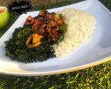 A picture of step 6 of Cow heart sauce,steam rice grits and steam hospital.
