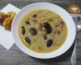 Bableves 🥣 lila 🟣 lóbabbal és füstölt 🐖 francia🇫🇷 csülökkel 🔥 recept fázis 10 fotója