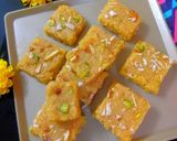 A picture of step 4 of Burfi(coconut, besan).
