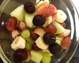 A picture of step 1 of My mixed Fruit with Double cream all over. Yummy😉.