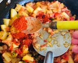A picture of step 4 of Aloo chana masala.