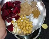 A picture of step 3 of Beetroot Hummus.