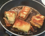 Foto del paso 6 de la receta: Calabacines rebozados rellenos de jamón, queso y beicon de pavo