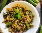 A picture of step 4 of Okra (sweet and sour).