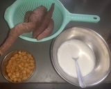 A picture of step 1 of Sweet Potato Chana Oil Free Chat.