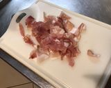 Une image de l'étape 5 de Farfalles bicolores à la crème de cèpes, jambon cru et parmesan.