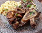 Foto del paso 12 de la receta: Osobuco al vino tinto con Risotto primavera y Risotto mixto