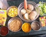 A picture of step 1 of Corn potato lollipop.