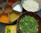 A picture of step 1 of Methi Fried Rice.