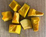 A picture of step 2 of Herb roasted Kabocha squash.