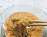 A picture of step 5 of Knorr noodles with pink sauce.