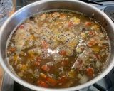 Une image de l'étape 26 de Soupe de lentilles aux tomates, poivrons et bouillon de gambas.