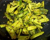 A picture of step 4 of Kaju Karela Sabji.