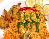 A picture of step 4 of Vegetable Jollof rice and Chicken by Hon Ikeakam.