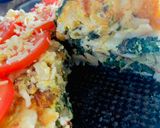 Foto del paso 5 de la receta: TORTILLA DE ESPINACA Y FIDEOS RELLENA CON QUESO 🥘🧀🥘🧀