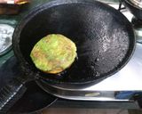A picture of step 5 of Tri colour aloo tikki with white matar.