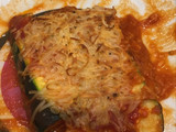 Lasaña de calabacín, chorizo de pavo y queso de cabra