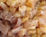 A picture of step 1 of Kung Pao Chicken.