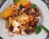 Φωτογραφία βήματος 7 της συνταγής Spaghetti στη λαδόκολλα με μελιτζάνες και καλαμπόκι