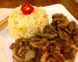 A picture of step 2 of Stir fry beef and chillies.