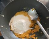 A picture of step 5 of Besan ladoo with Desi khaand.