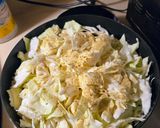 A picture of step 3 of Larry's (next lvl) sausage and cabbage.