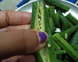 A picture of step 1 of Kurkuri bhindi.