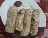 A picture of step 1 of Porotta egg roll.