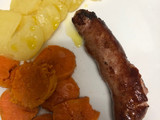 Boniatos y patatas al horno con longaniza