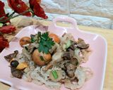 Hình bước làm 5 của món Phở xào lòng gà trứng non