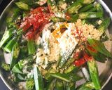 A picture of step 1 of Bhindi ka salan.