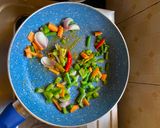 A picture of step 3 of Millet Stir fry vegetables.