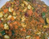 Édesburgonyás cukkinis ragu szejtán Chorizoval (vegán) recept fázis 6 fotója
