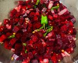 A picture of step 3 of Beet root tadka (stir fried beet root).