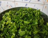 A picture of step 4 of Mix saag { Methi, Sarson, Suva, thom(spring onion green) }.