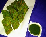 A picture of step 4 of Moong dal palak cheela rolls.