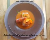 Foto del paso 1 de la receta: Caballa a la Parrilla sobre Pastel de Zanahorias Especiadas y Gambas al estilo Po´Boy