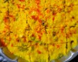 A picture of step 8 of Makai dhokla.