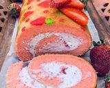 A picture of step 10 of Three layer Strawberry 🍓 Swiss roll.