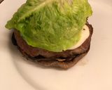 A picture of step 7 of Venison burger in a portobello mushroom “bun” 🍔🍟.