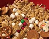 A picture of step 4 of Buddy the elf Chex mix.