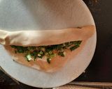 A picture of step 5 of Green garlic laccha paratha with matar paneer.