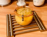 A picture of step 6 of Polenta with Mushrooms and Sausage Cooked in a Jar in the Microwave.