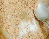 A picture of step 3 of Wheat flour ladoo's using left over milk solids of ghee.